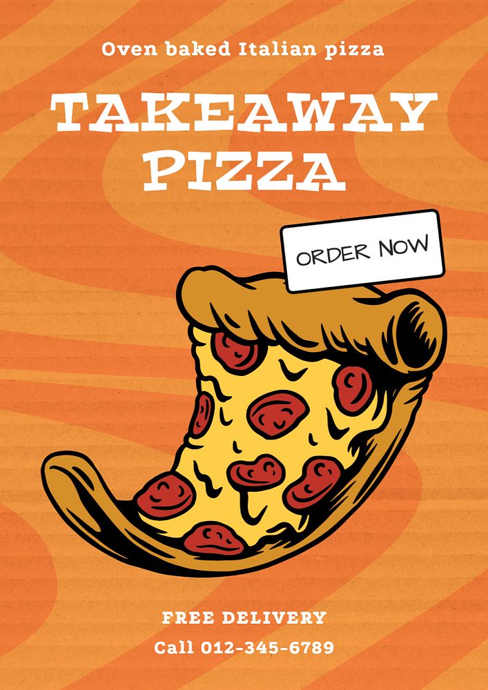 Takeaway pizza poster template, editable text and design