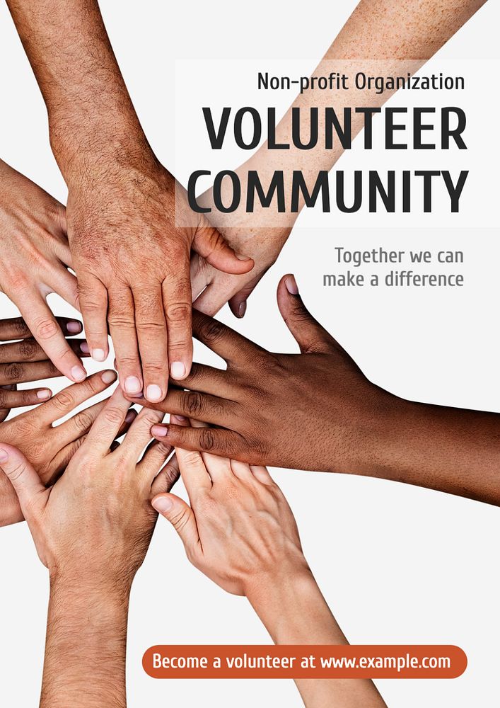 Volunteer community  poster template, editable text and design