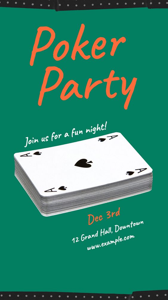 Poker party  Instagram story template, editable text