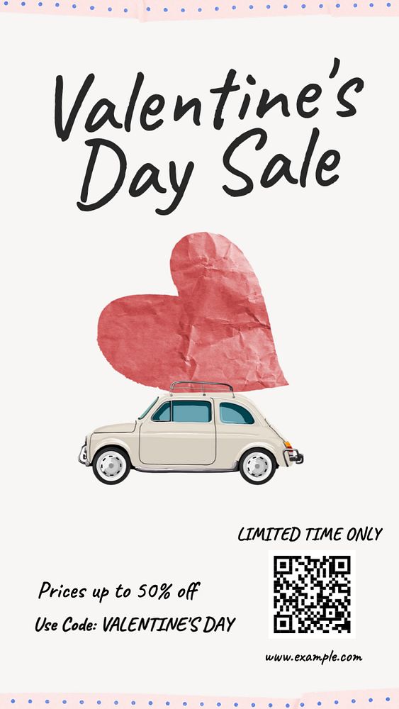 Valentine's Day sale  Instagram story template, editable text