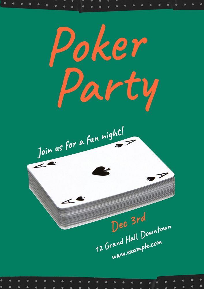 Poker party  poster template, editable text and design