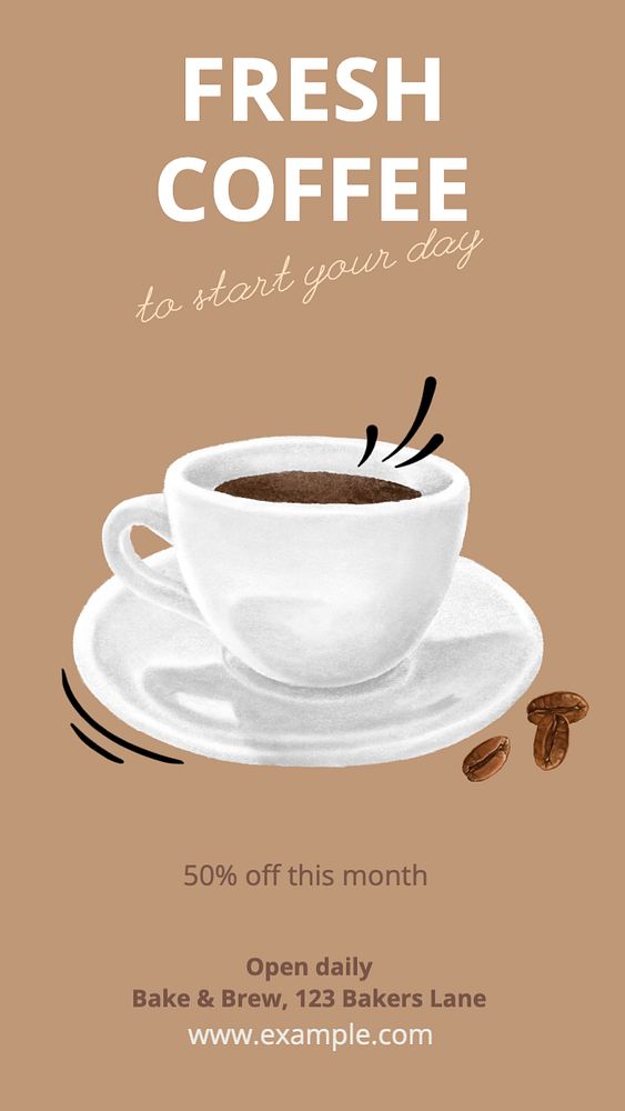 Fresh coffee Instagram story template, editable text