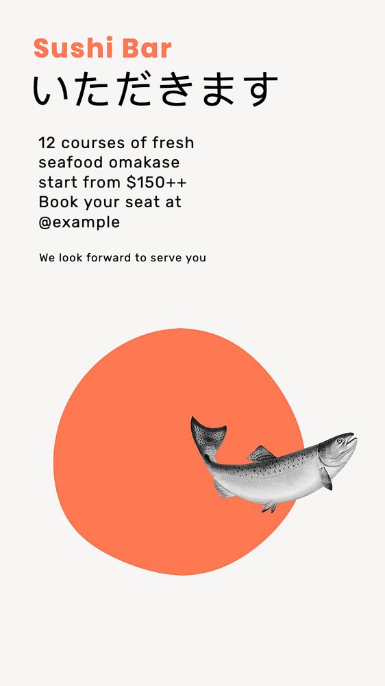 Sushi bar Instagram story template, editable text