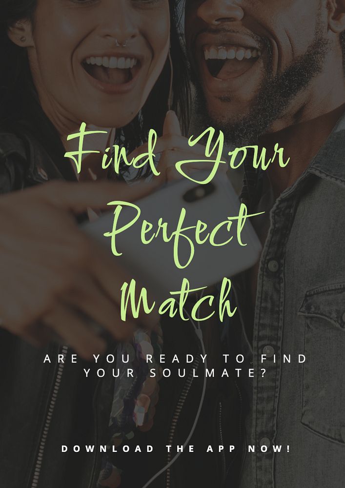 Online dating  poster template, editable text and design