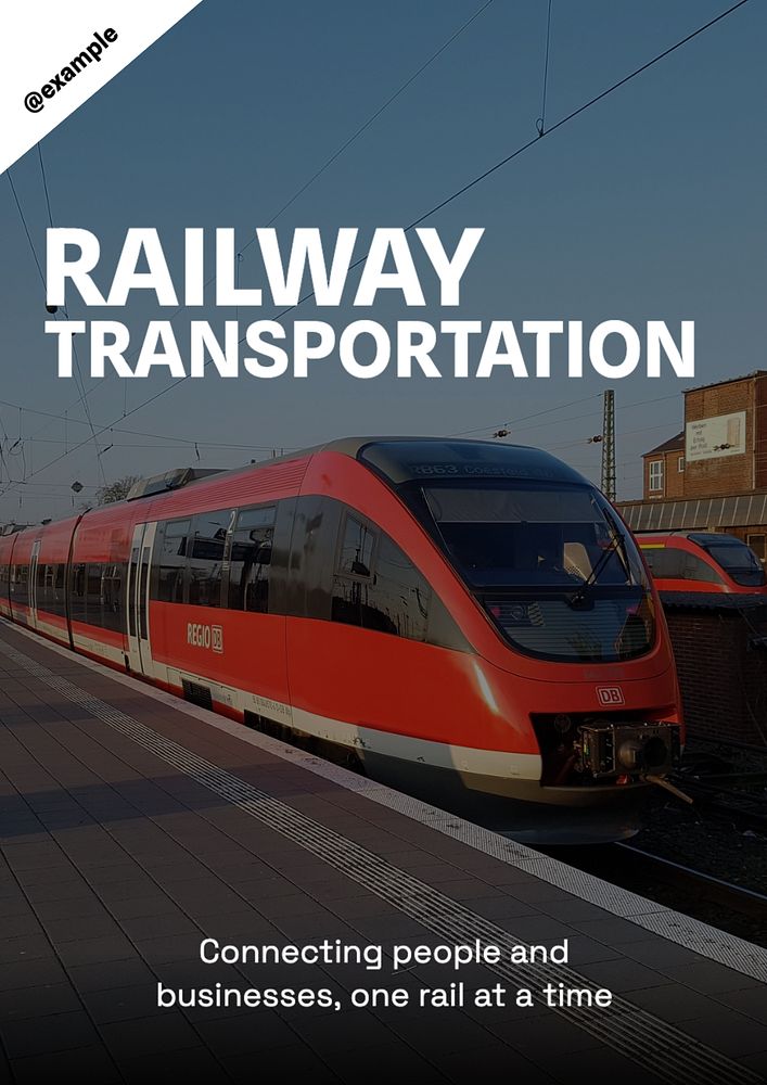 Railway transportation  poster template, editable text and design