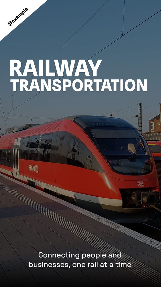 Railway transportation  Instagram story template, editable text