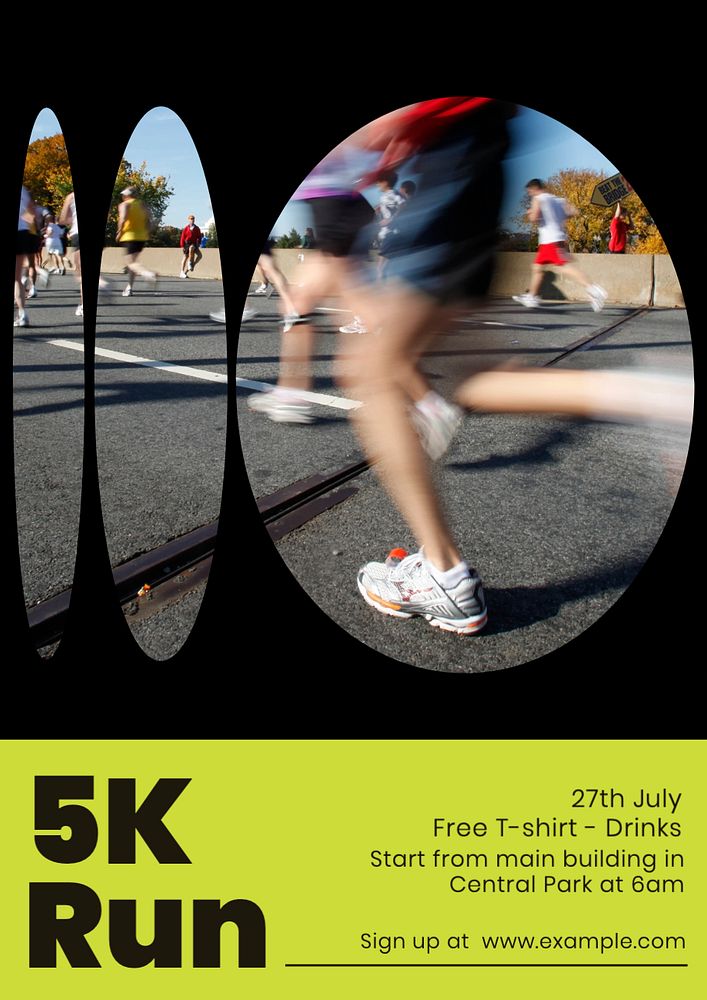 5K Run  poster template, editable text and design