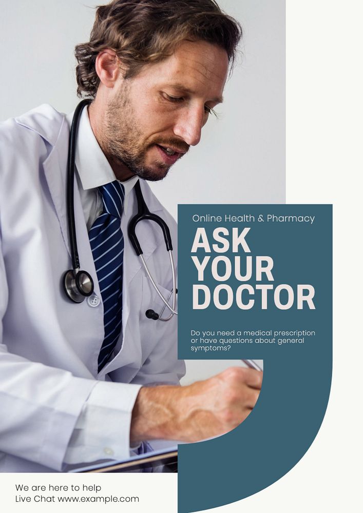 Online doctor  poster template, editable text and design