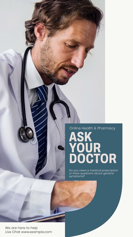 Online doctor  Instagram story template, editable text