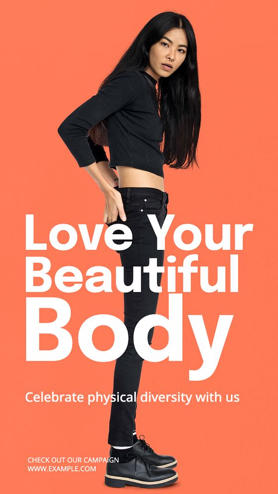 Body positive Instagram story template, editable text