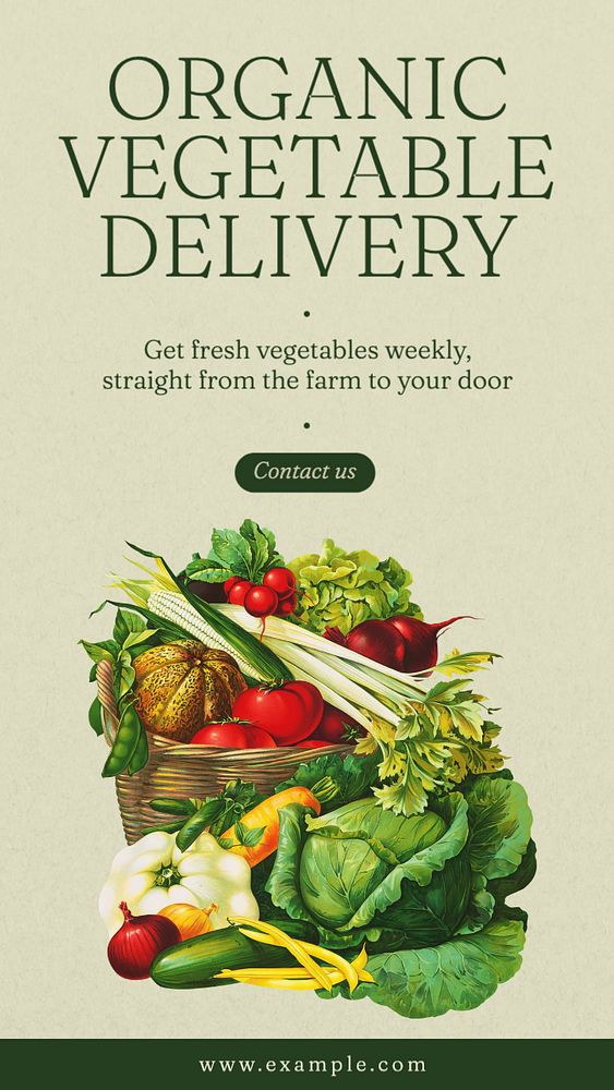 Organic vegetable delivery Instagram story template, editable text