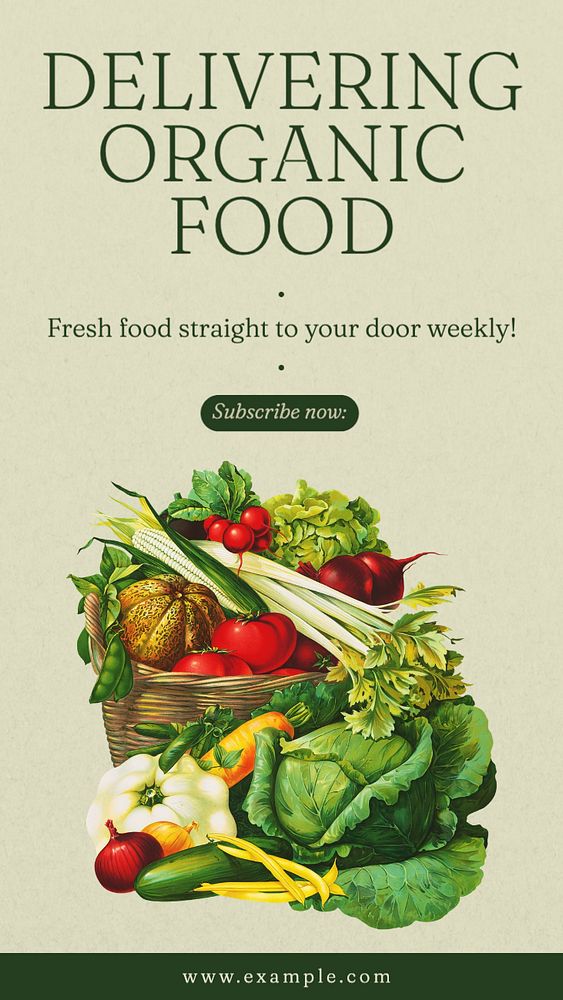 Organic food Instagram story template, editable text