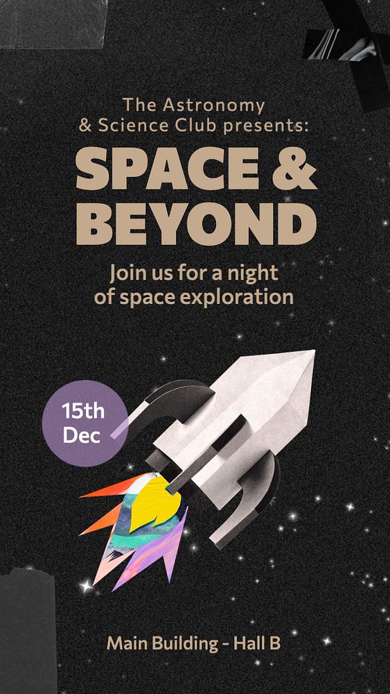 Space exploration Instagram story template, editable text