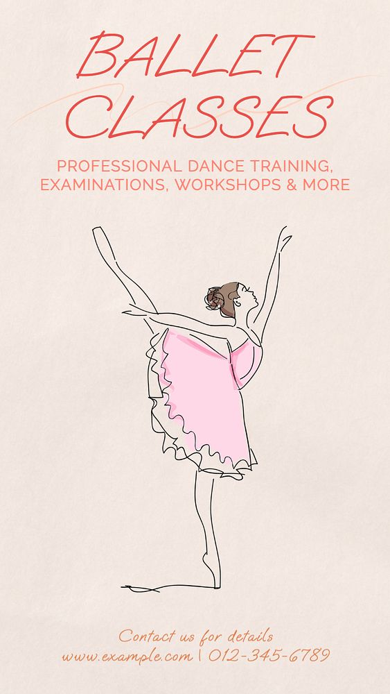 Ballet classes  Instagram story template, editable text