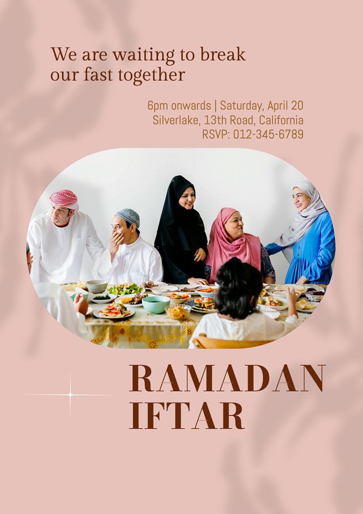 Ramadan Iftar  poster template, editable text and design