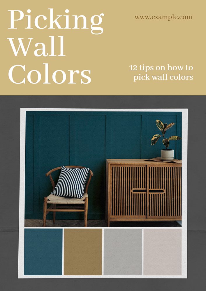 Wall colors  poster template, editable text and design