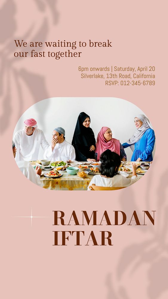 Ramadan Iftar  Instagram story template, editable text