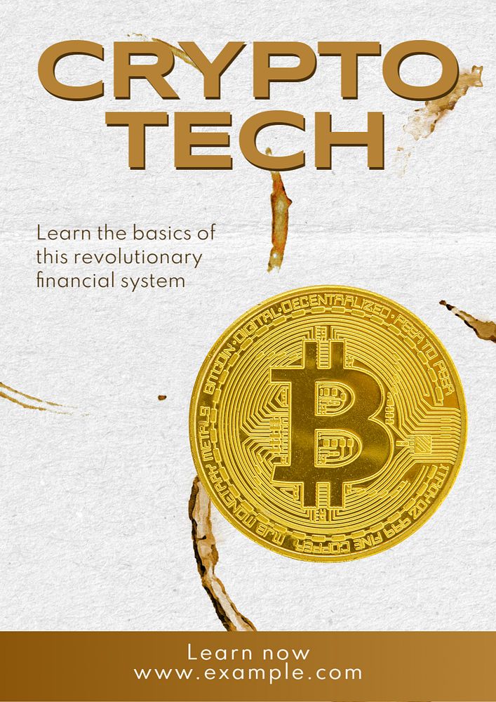 Crypto tech  poster template, editable text and design