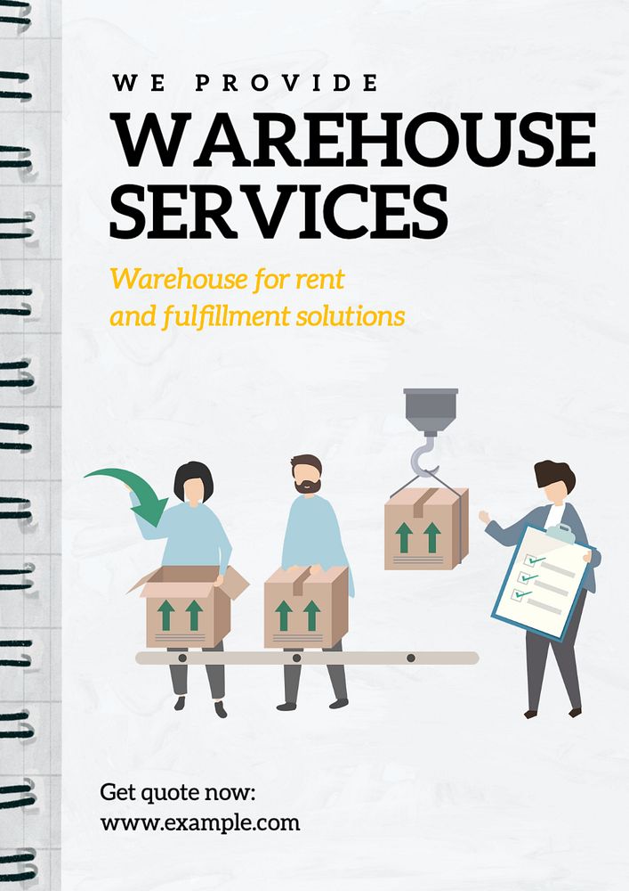 Warehouse services  poster template, editable text and design