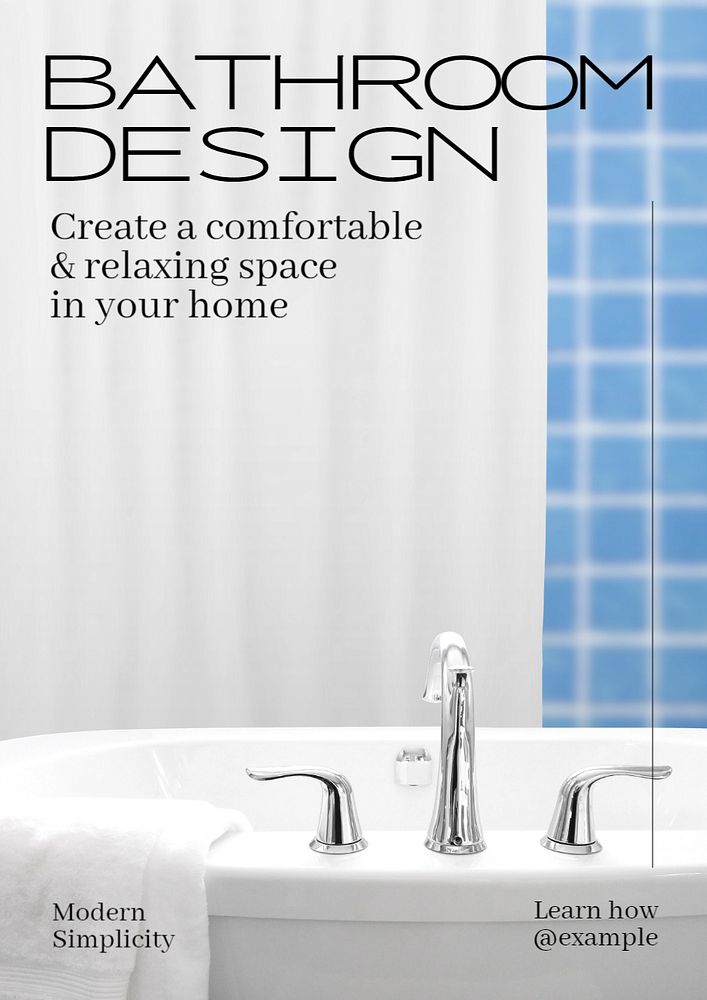 Bathroom design  poster template, editable text and design