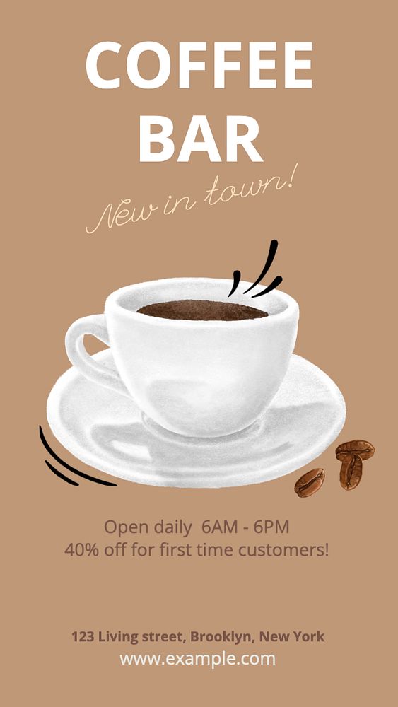 Coffee cafe Instagram story template, editable text