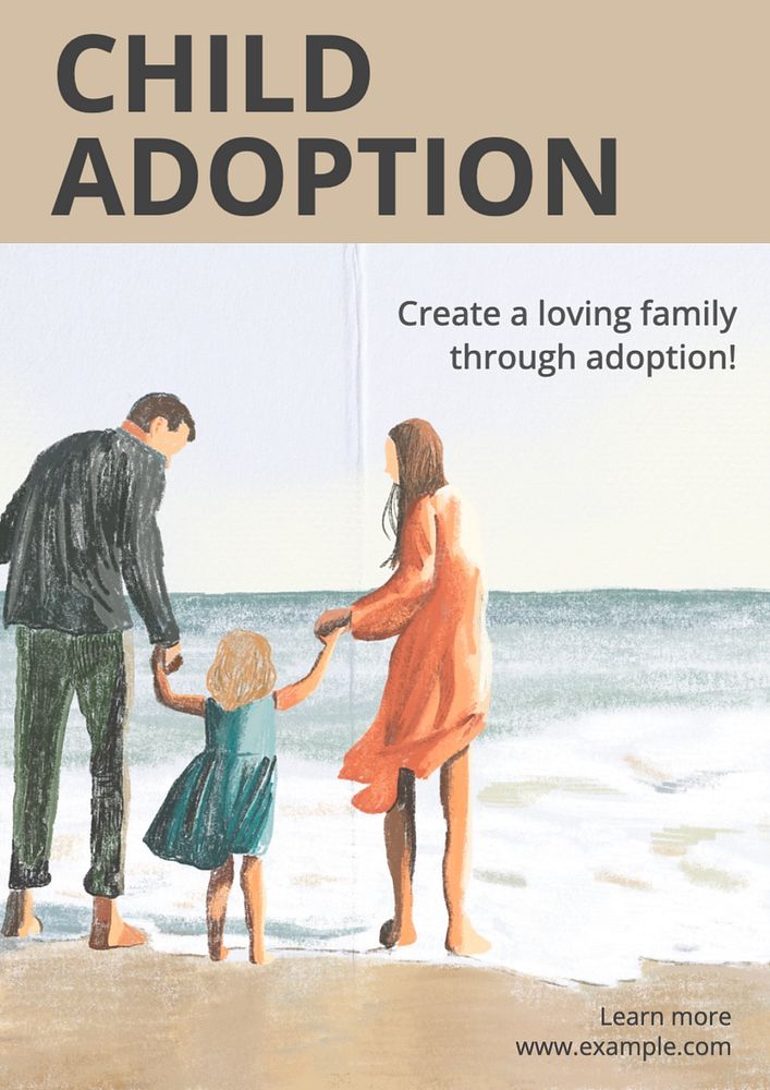 Child adoption poster template