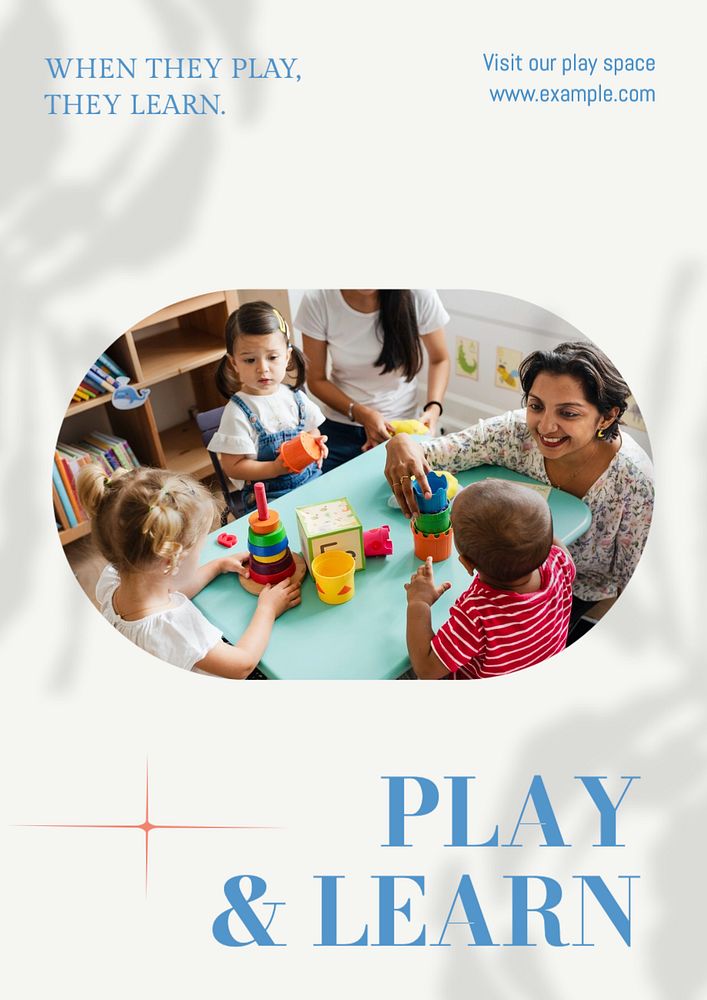 Play & learn  poster template, editable text and design