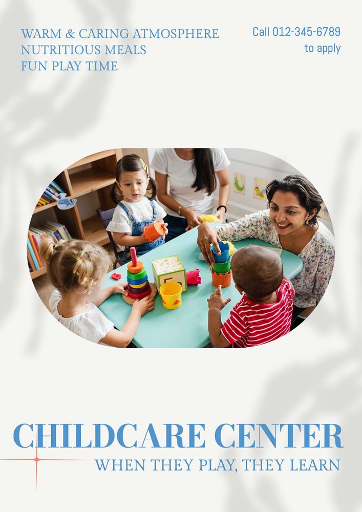 Childcare center  poster template, editable text and design