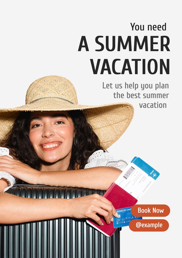 Summer vacation  poster template, editable text and design