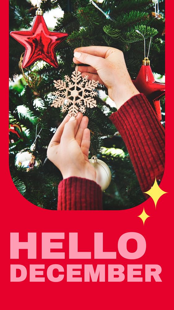 Hello December  Instagram story template, editable text