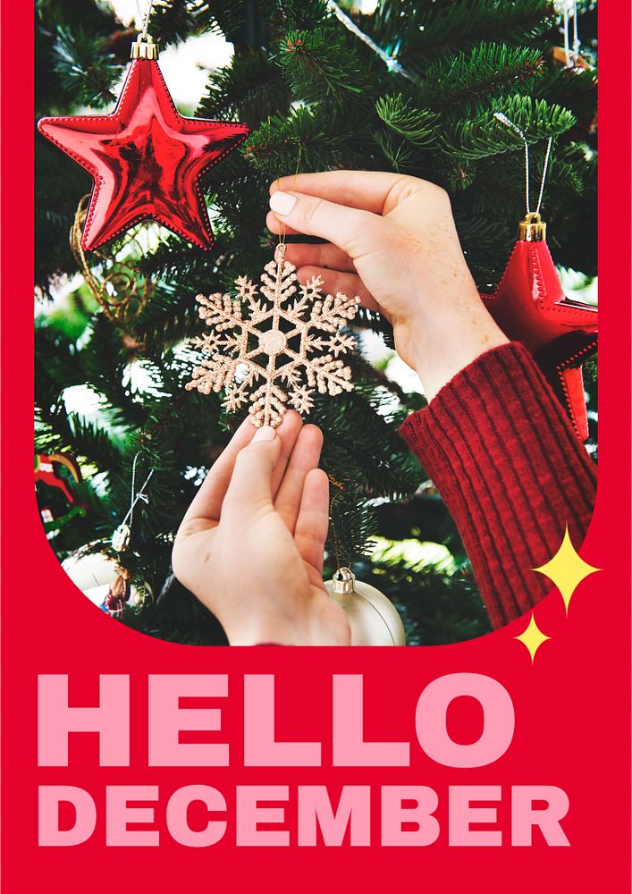 Hello December  poster template, editable text and design