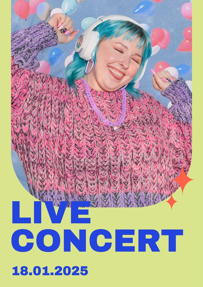 Live concert  poster template, editable text and design