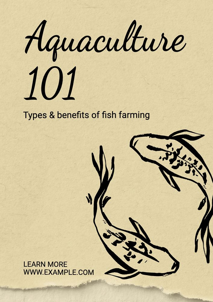 Fish farming poster template, editable text and design