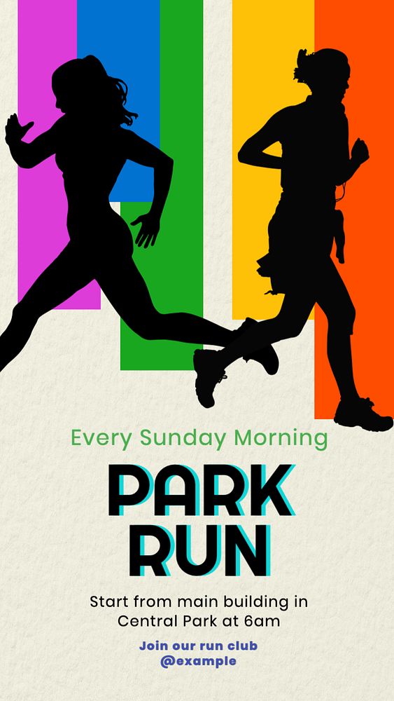 Park run Instagram story template, editable text