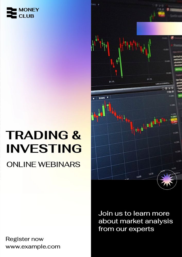 Trading webinars  poster template, editable text and design