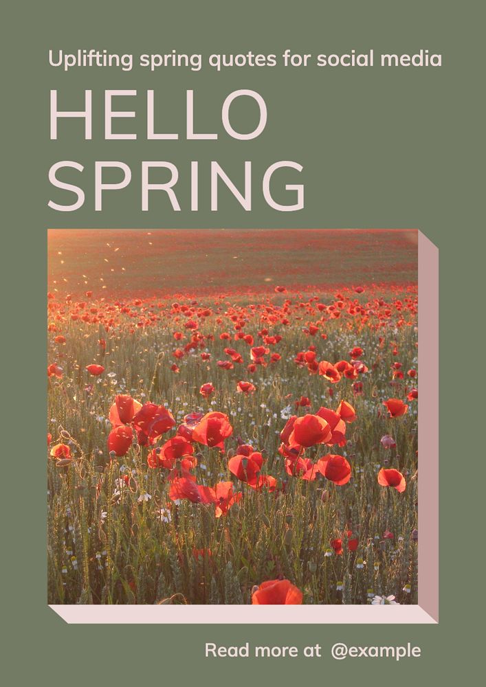 Hello spring  poster template, editable text and design