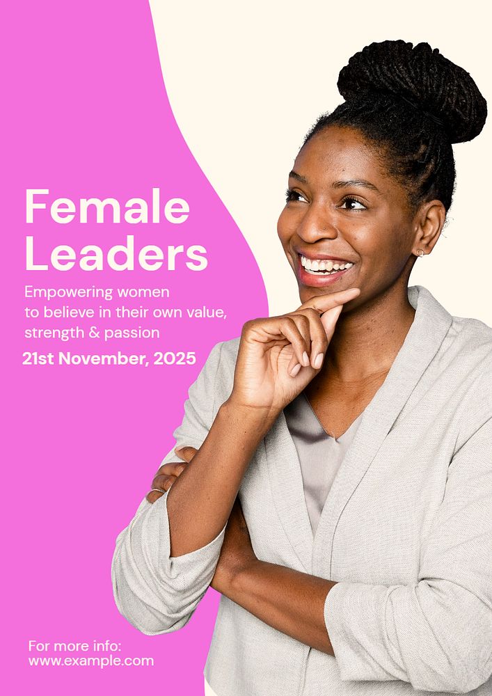 Female leaders  poster template, editable text and design