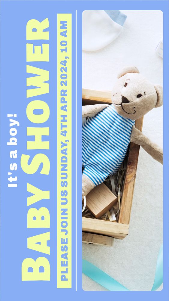 Baby shower  Instagram story template, editable text