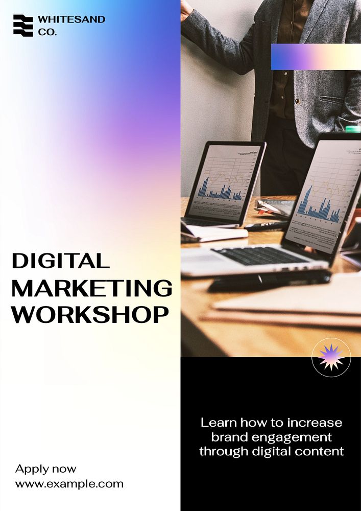 Digital marketing workshop  poster template, editable text and design