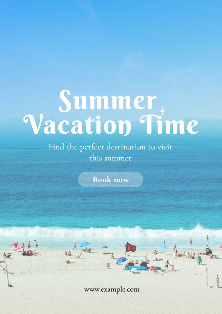 Summer vacation time  poster template, editable text and design