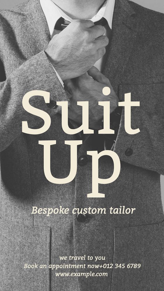 Suit tailor shop Instagram story template, editable text