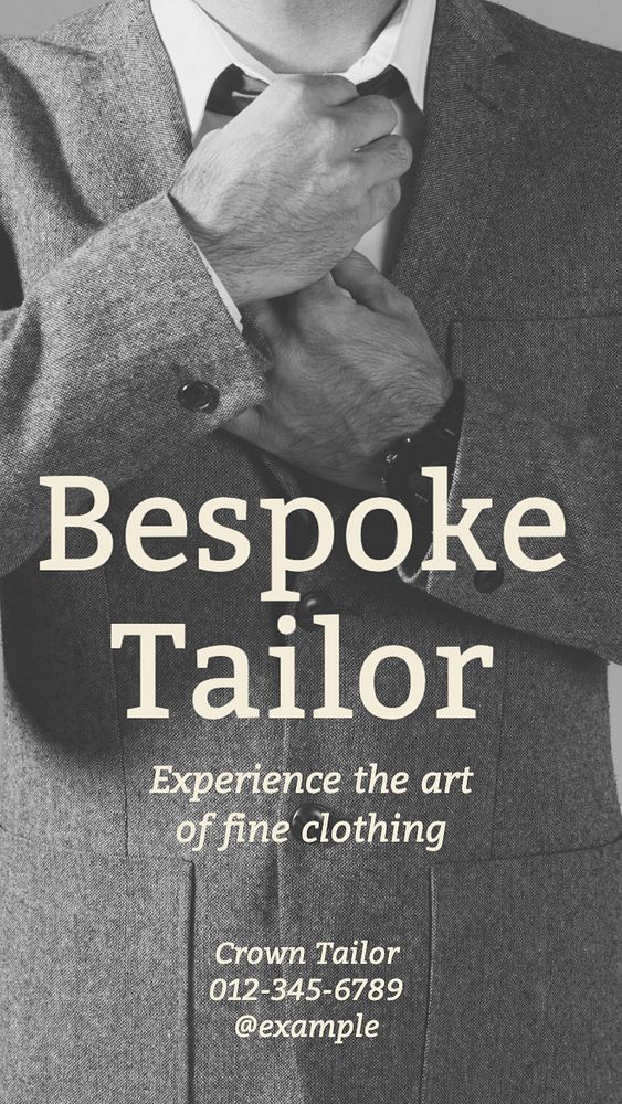 Bespoke tailor & clothing Instagram story template, editable text