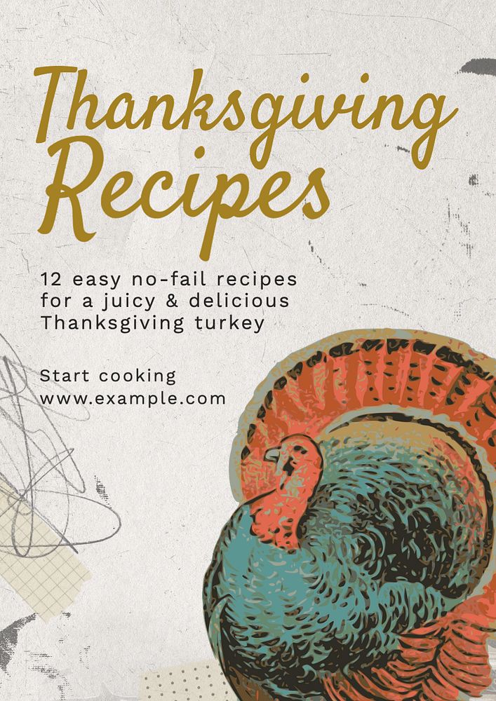 Thanksgiving recipe poster template, editable text and design