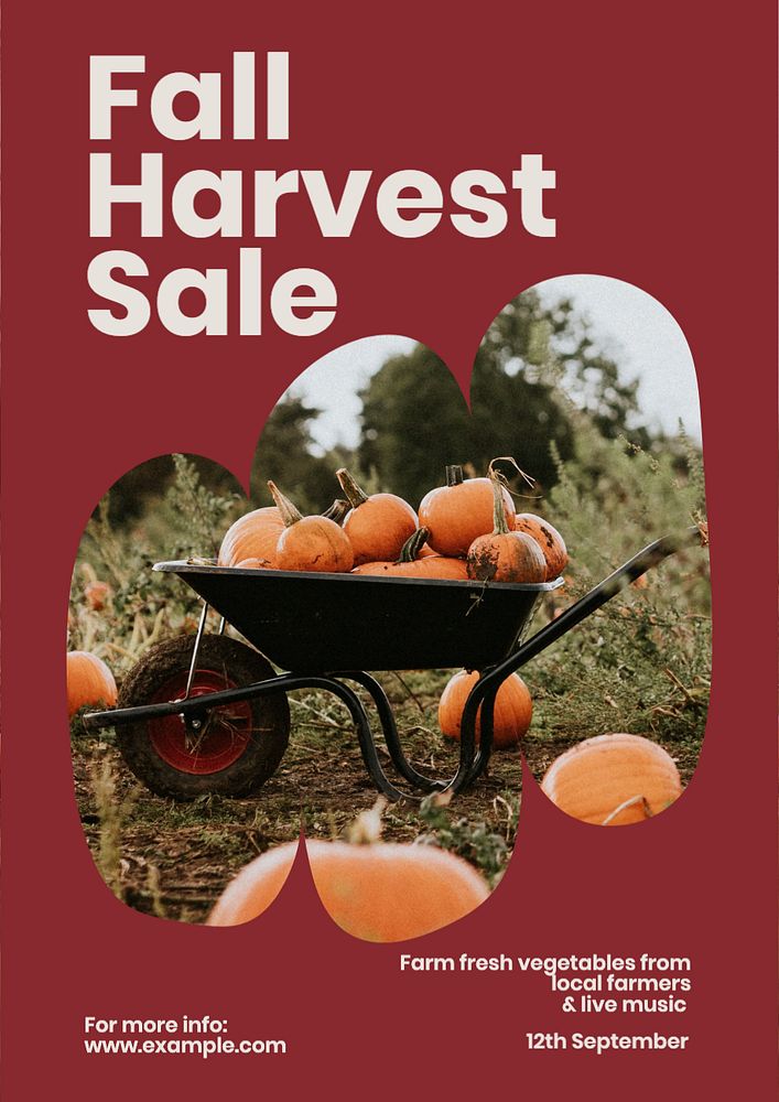 Fall harvest sale poster template, editable text and design