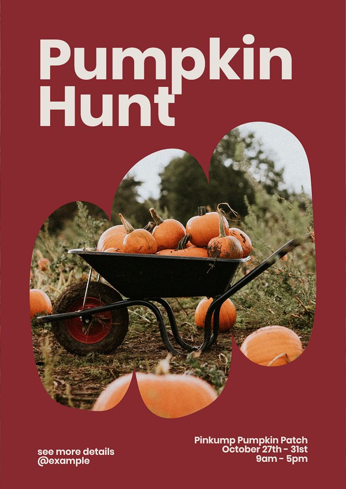 Pumpkin hunt poster template, editable text and design