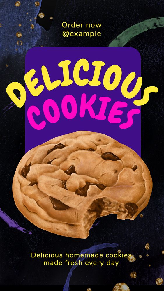 Delicious cookies Instagram story template, editable text