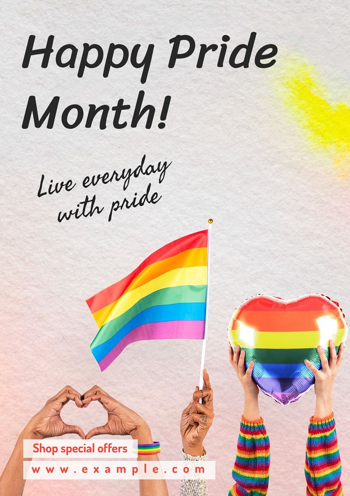 Happy Pride Month poster template, editable text and design