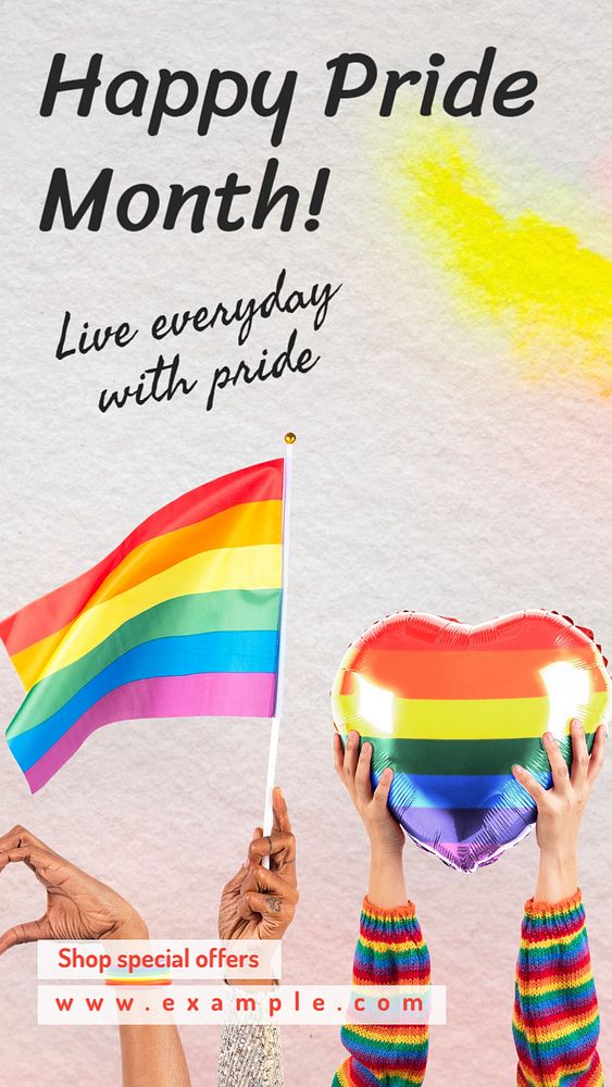 Happy Pride Month Facebook story template, editable design