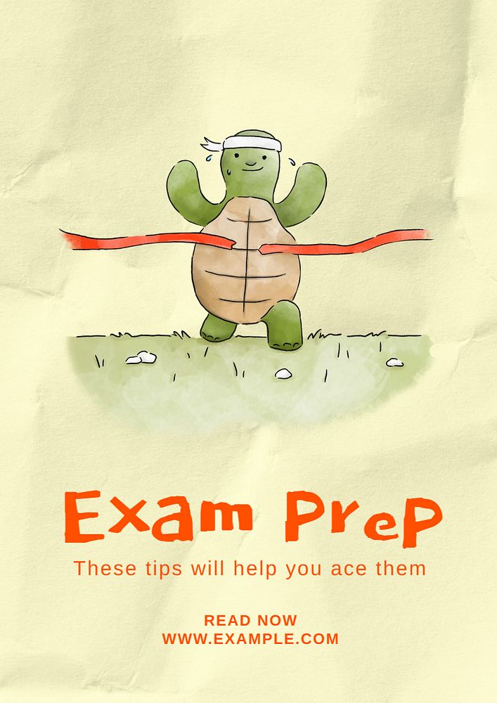 Exam preparation poster template, editable text and design