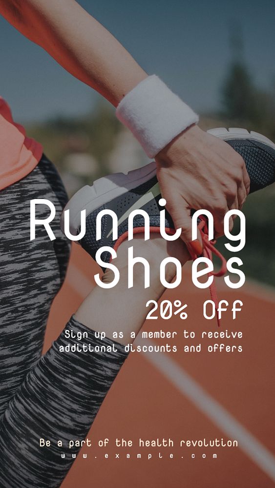 Running shoes sale  Instagram story template, editable text